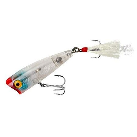 Rebel PopR Topwater Bait, 2 12, 14 Oz, ClearRed Mouth Floating P6054